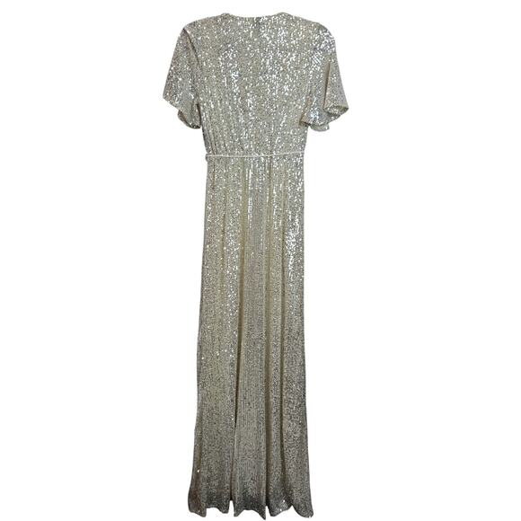 NWT Bump Biddy Maternity Event Dress Sequin Maxi Short Sleeve Small Style 9326 - Picture 5 of 8